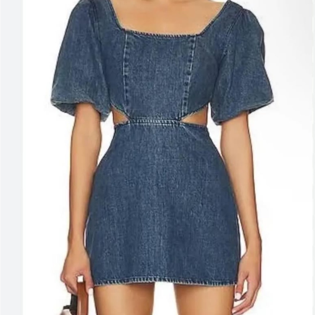 Show Me Your Mumu Denim Cutout Mini Dress Xs